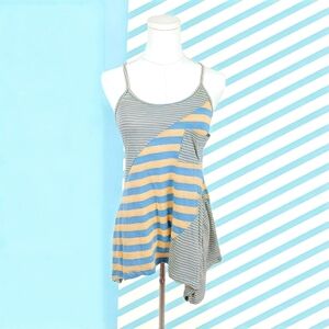 Shelly Striped Asymmetrical Boho Tank Top M